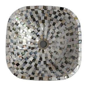 Évier de comptoir ovale SHEERI HANDICRAFTS en mosaïque de nacre, lavabo de luxe pour la maison et la salle de bain, couleur personnalisée, écologique, 42 cm, hôtel - Product Image 5