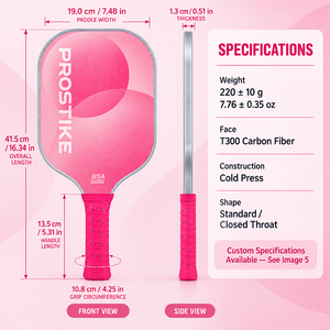 Racchetta da Pickleball T300 in Fibra di Carbonio Pressata a Freddo per Adulti, Allenamento e Competizione, Personalizzabile OEM, Etichetta Privata, Fornitura all'Ingrosso PPC-A033 - Product Image 2