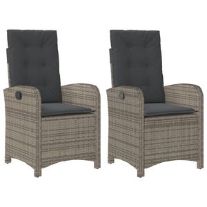 2pcs Gray Poly <b>Rattan</b> <b>Reclining</b> Patio <b>Chairs</b> with Cushions - Product Image 2
