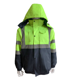 Men's Waterproof Outdoor Construction <b>Softshell</b> <b>Jacket</b> Hood <b>Hi</b> <b>Vis</b> Work <b>Jacket</b> Featuring Reflective Tape for Enhanced Safety - Product Image 2