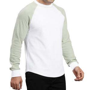 T-shirt à manches longues raglan pour homme, coupe oversize, en coton premium, style streetwear, col rond, décontracté, avec manches contrastantes, vente en gros, fourniture OEM - Product Image 2