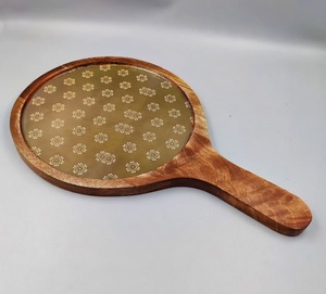 Eco friendly Natural Wooden Serving Pizza Platter With Enamel Printed Design Home Decor Hotel Restaurants Serving Pizza Platter - Product Image 1