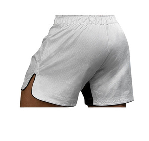 Shorts de sport gris pour hommes 100 % polyester respirant, vêtements d'arts martiaux mixtes, taille adulte, impression par transfert thermique, 160 g, logo frontal - Product Image 5