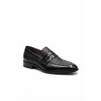 Herren Schwarze Echtleder-Slipper mit Spitzer Zehenkappe, Atmungsaktiv, Rutschfeste Gummisohle für Alle Jahreszeiten