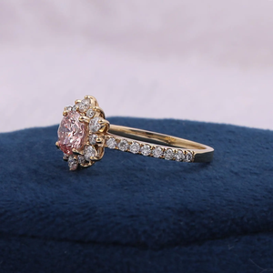 Romantic Round Shape Morganite Engagement Ring White Gold Rose Gold Plated Pave Setting Women's Fine Jewelry - Product Image 5
