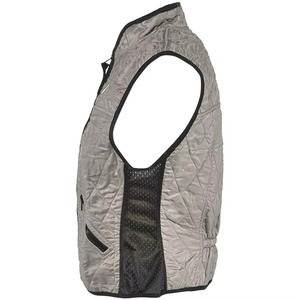 Chaleco Acolchado sin Mangas para Mujer, Cortavientos, con Cierre de Cremallera, Color Gris Sólido con Forro Azul, Ropa Ecuestre - Product Image 4