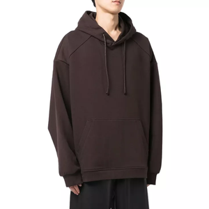 เสื้อสเวตเชิ้ตผู้ชายสีดำแบบมีฮู้ดทรงโอเวอร์ไซส์ แขนเสื้อแบบแร็กแลน สีพื้น สวมใส่สบายๆ สำหรับฤดูใบไม้ร่วง ผ้าเฟรนช์เทอร์รี่ถัก แขนยาว - Product Image 6