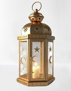 New Luxury Hanging Home Decorative Stainless Steel Metal Candle <b>Lantern</b> With <b>Gold</b> Color Finished for Wedding And Restaurant - Product Image 1