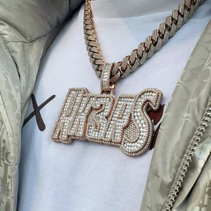 Collier personnalisé avec nom et lettre, pendentif numéro en moissanite glacée pour homme, bijoux hip-hop rock rappeur tendance - Product Image 1