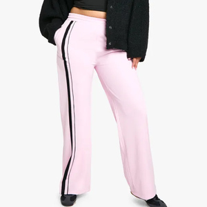 Pantalones deportivos de mujer, color rosa, con franja lateral de tricot, tejido de felpa suave, pantalones de chándal para mujer, pantalones y pantalones de vestir para mujer, más vendidos. - Product Image 6
