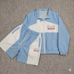 Rexfit Sports Private Label Mens Nylon Sports Tracksuit Reflective <b>Jacket</b> <b>Short</b> Set Tracksuit Set Wholesale - Product Image 3