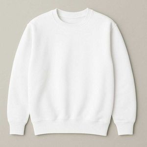 <b>White</b> Crew Neck <b>Sweatshirt</b> <b>Men</b> Regular Fit Casual Knitted Pullover Solid Color Autumn Wear - Product Image 1