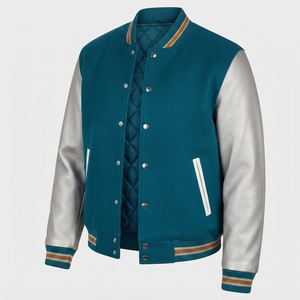 Blouson universitaire personnalisé en laine pour homme, fermeture éclair, style streetwear, tenue d'équipe, logo frontal, motif cœur, vêtements OEM en gros - Product Image 1