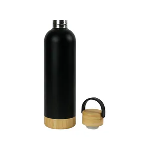 Carafe filtrante à eau en acier inoxydable à double paroi de 750 ml avec base et couvercle en bambou - Product Image 4
