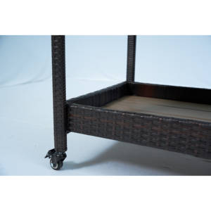 Gabinete de almacenamiento rodante de doble puerta para exteriores, tapa de vidrio de mimbre de ratán PE, Material de mimbre de ratán PE duradero para almacenamiento al aire libre - Product Image 3