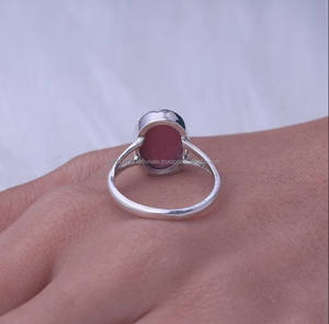 Plata de Ley 925 hecha a mano diamante 14K cabujones Ajuste de bisel clásico Rosa ópalo anillo de piedras preciosas regalo de aniversario para fiesta de esposa - Product Image 4