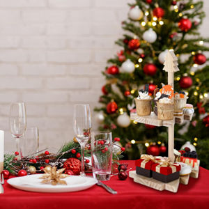 Christmas Tree <b>Shape</b> Wood Cake Stand, Decorative Dessert Towel, Holiday <b>Table</b> Centerpiece Christmas Gift From Vietnam - Product Image 4