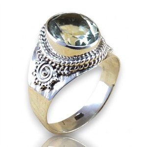 925 Sterling <b>Silver</b> Original Customized Green Amethyst Gemstone <b>Ring</b> With Oval Cut Huge Statement Jewelry For Unisex Fine <b>Rings</b> - Product Image 2