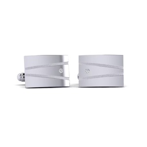 Boutons de manchette carrés en or 9 carats avec accents de diamants sertis clos, bijoux formels unisexes, cadeau - Product Image 1