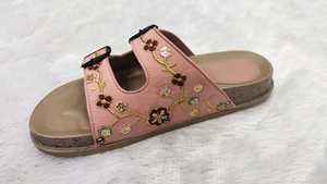 <b>Women</b> Pink Embroidered Flat <b>Sandals</b> Floral <b>Buckle</b> Strap Open Toe Casual Ethnic Footwear for Party Wedding and Daily Wear - Product Image 3