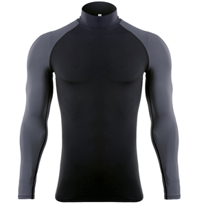 T-shirt de compression pour homme, manches longues, pour entraînement fitness, course à pied, musculation, respirant, noir - Product Image 5