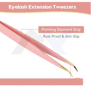 Pinces à cils professionnelles de qualité supérieure à pointe incurvée pour l'isolation et l'extension des cils individuels, couleur personnalisée - Product Image 5