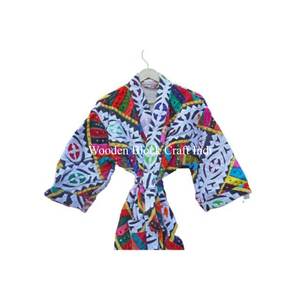 Kimono japonais style japonais fait main matelassé floral ajouré en coton Kantha, robe kimono, manteau d'hiver, séchage rapide, multicolore, ceinture à nouer - Product Image 4