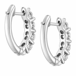 Luxury 925 Sterling <b>Silver</b> Round Brilliant Cut Moissanite VVS1 Huggie <b>Hoop</b> <b>Earrings</b> for Unisex Daily Wear - Product Image 4