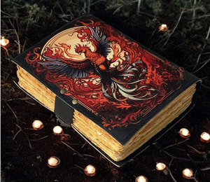 Carnet en cuir NEW ERA Phoenix fait main, Grimoire de la Renaissance, livre personnalisé gravé, couverture rigide noire, carnet de croquis 100 feuilles, résistant à l'eau - Product Image 2