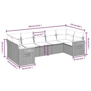 Juego de Sofás de Patio de 7 Piezas en Poliratán Negro con Cojines, Elegantes Conjuntos de Jardín - Product Image 3