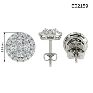 ต่างหูเม็ดกลมสีขาวทอง18K ลายดอกไม้ที่ยอดเยี่ยม - Product Image 6