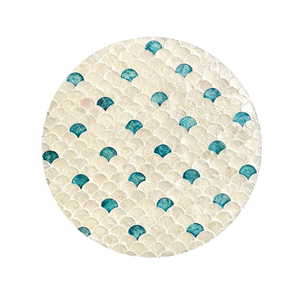 Plato de presentación redondo decorativo costero de concha de capiz de nácar con diseño de escamas de pez azul para bodas al por mayor - Product Image 5