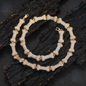 Mens Lab Grown Diamond 925 Silver Bone Link <b>Chain</b> <b>Necklace</b> Iced Skull Style Statement Streetwear Luxury Gift Bold Pendant <b>Chain</b> - Product Image 1