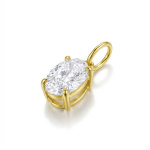 Pendentif solitaire en diamant de laboratoire, or massif 10K 14K 18K plaqué rhodium, sertissage griffe, VS1, 1-2 carats, taille ovale, luxe, IGI, pour femme - Product Image 2