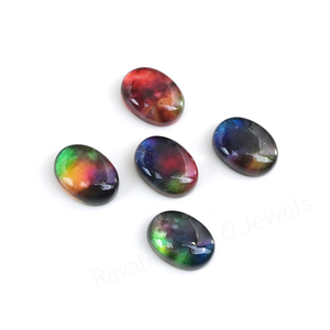 Cabochon de pierre précieuse en quartz coquille d'ormeau, forme ovale 10x14mm, dos plat, poli miroir, lisse, pour la fabrication de bijoux et pendentifs - Meilleures ventes - Product Image 5