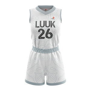 Conjunto de Camiseta y Pantalones Cortos de Baloncesto para Niñas con Cuello en V, Sublimación con Logotipo y Nombre de Equipo Personalizados, Transpirable, de Secado Rápido, con Cierre de Cordón - Product Image 2