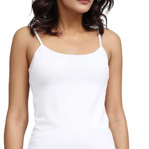 Camiseta sin mangas blanca personalizada al por mayor para mujer, con tirantes finos, ajuste ceñido, de algodón elástico, informal, para gimnasio, básica - Product Image 1