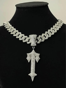 Iced Out Axe Pendant Cuban Link <b>Chain</b> Hip Hop Diamond Necklace Luxury Statement Jewelry For <b>Men</b> Women - Product Image 2
