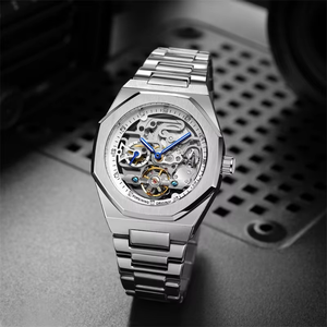Reloj mecánico unisex de acero inoxidable, caja redonda de 41 mm, esfera analógica, cristal de zafiro, cierre plegable, resistente al agua - Product Image 3