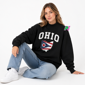 Sweat-shirt à col montant marron pour femme OHIO, 100% coton, streetwear, éco-responsable, surdimensionné, avec lettrage personnalisé appliqué - Product Image 5