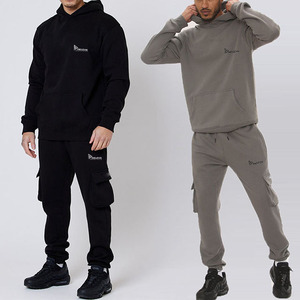 Conjunto de chándal 100% algodón para hombre |   Conjunto Deportivo de Sudadera con Capucha Gruesa y Pantalones Jogger, Personalizado, al por Mayor, de Felpa, Secado Rápido, Transpirable, Informal - Product Image 1