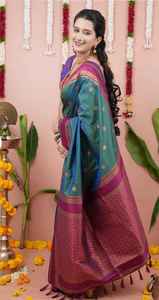 Sari de Seda Banarasi de Alta Calidad para Mujer, Tela Ligera y Suave con un Impresionante Diseño Tradicional, Disponible al Mejor Precio - Product Image 2