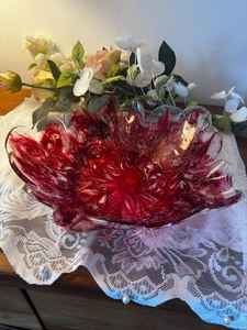 Frutero de resina roja hecho a mano con tinta alcohólica, tazón decorativo hecho a mano. - Product Image 4