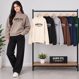 Sudadera Casual de Otoño para Mujer al por Mayor, Sudadera Oversize con Cuello Simulado para Mujer, Sudadera con Capucha de Algodón y Forro Polar de Manga Larga - Product Image 1