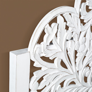 Cabecero de Cama King Size de Madera Tallada a Mano, Diseño Árabe Pintado en Blanco, Decoración Boho para Cama - Product Image 4