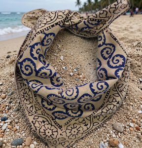 Pañuelo para la cabeza con estampado artesanal al por mayor, pañuelo para el pelo estilo bohemio, diadema de algodón, pañuelo para el pelo estilo vintage, hechos a mano - Product Image 4