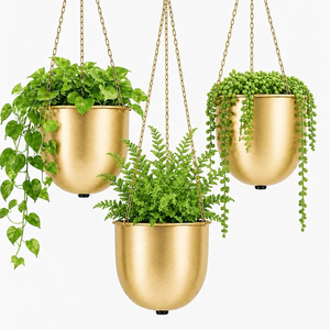 Maceta Colgante de Metal Hecha a Mano, Decorativa, para Plantas, para Interiores y Exteriores, Decoración del Hogar - Product Image 1