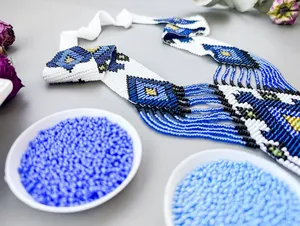 Unique Necklace For Women Long Statement Necklace Boho gerdan blue white indian Necklace Ethnic Necklace FOR BIRTHDAY PARTY - Product Image 4