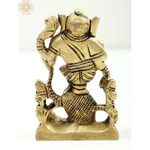 Petite statue de Seigneur Ganesha de 3 pouces faite à la main debout sur une sculpture en laiton de qualité supérieure Sheshnag fabriquée en Inde - Product Image 4