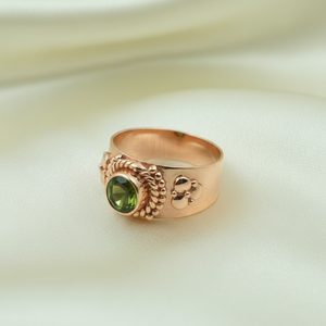Anillo de Plata de Ley 925 con Piedra Preciosa de Peridoto, Bisel Ovalado con Borde de Cuerda Vintage, Joyería Clásica para Mujer, Chapado en Oro Rosa y Oro Amarillo - Product Image 3